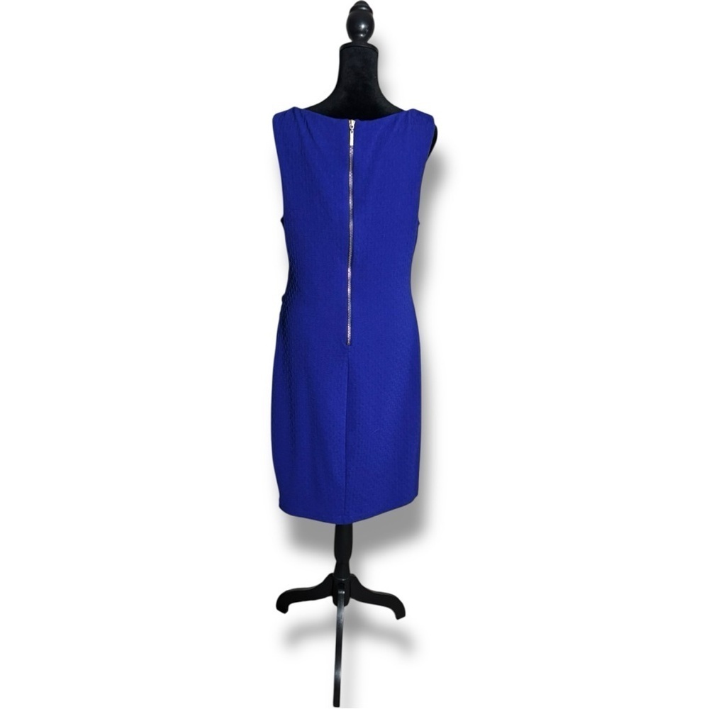 Bisou Bisou Asymmetrical Side Rouching Sleeveless Boat NeckRoyal Blue Mini Dress - Picture 5 of 16